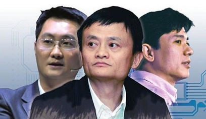 图为传统互联网三巨头:马云;马化腾;李彦宏