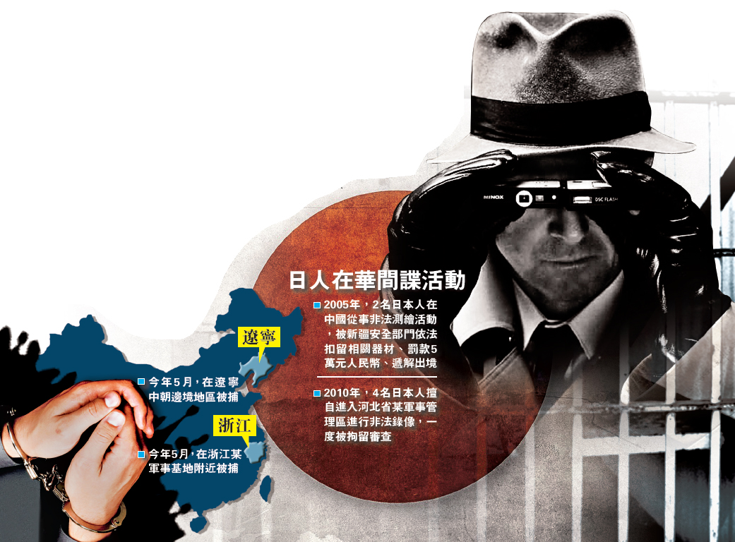 会上称:"中国有关部门依法逮捕了两名在华从事间谍活动的日本籍嫌疑人