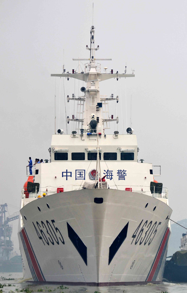 中国海警船除了数量增加外,日前一组舷号为46301的054a版海警船下水照