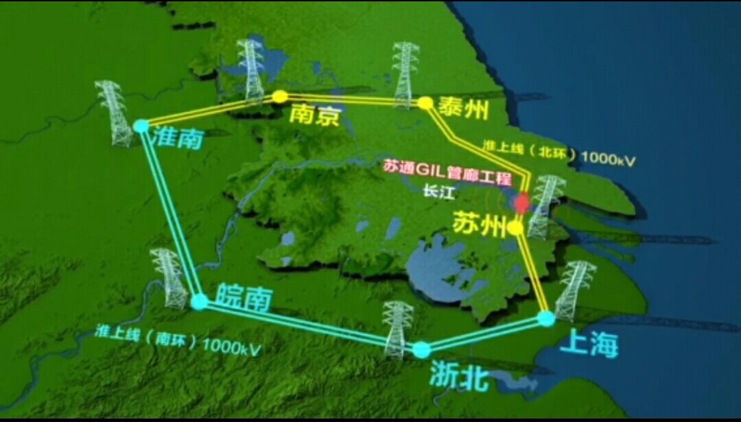 华东特高压交流环网示意图 目前江苏省用电量居内地第二,仅次于广东省,经济发展对电力的需求十分迫切。江苏省副省长马秋林在开工仪式上坦言,今年夏季江苏省最大用电负荷达到9240万千瓦,其中1800万千瓦是外送电力,目前江苏接纳外送电力通道已近饱和,急需建设新的电力外送通道。 据了解,苏通GIL综合管廊工程是华东特高压交流环网合环运行的“咽喉要道”和控制性工程,其建成后,国家大气污染防治行动计划重点建设的12条输电通道之一的淮南—南京—上海工程,将与已投