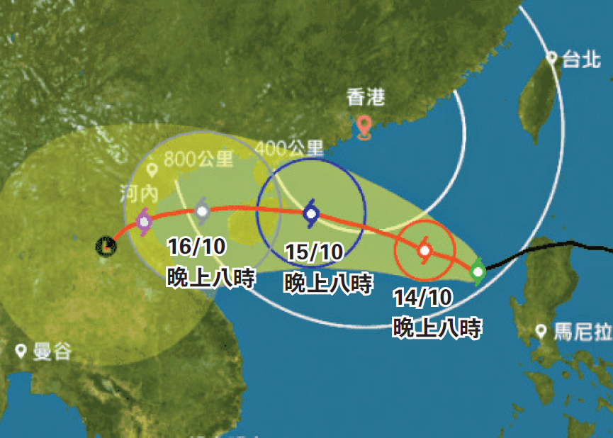 大公网10月14日讯 记者赖振雄报道:热带风暴"卡努"逐渐增强成为台